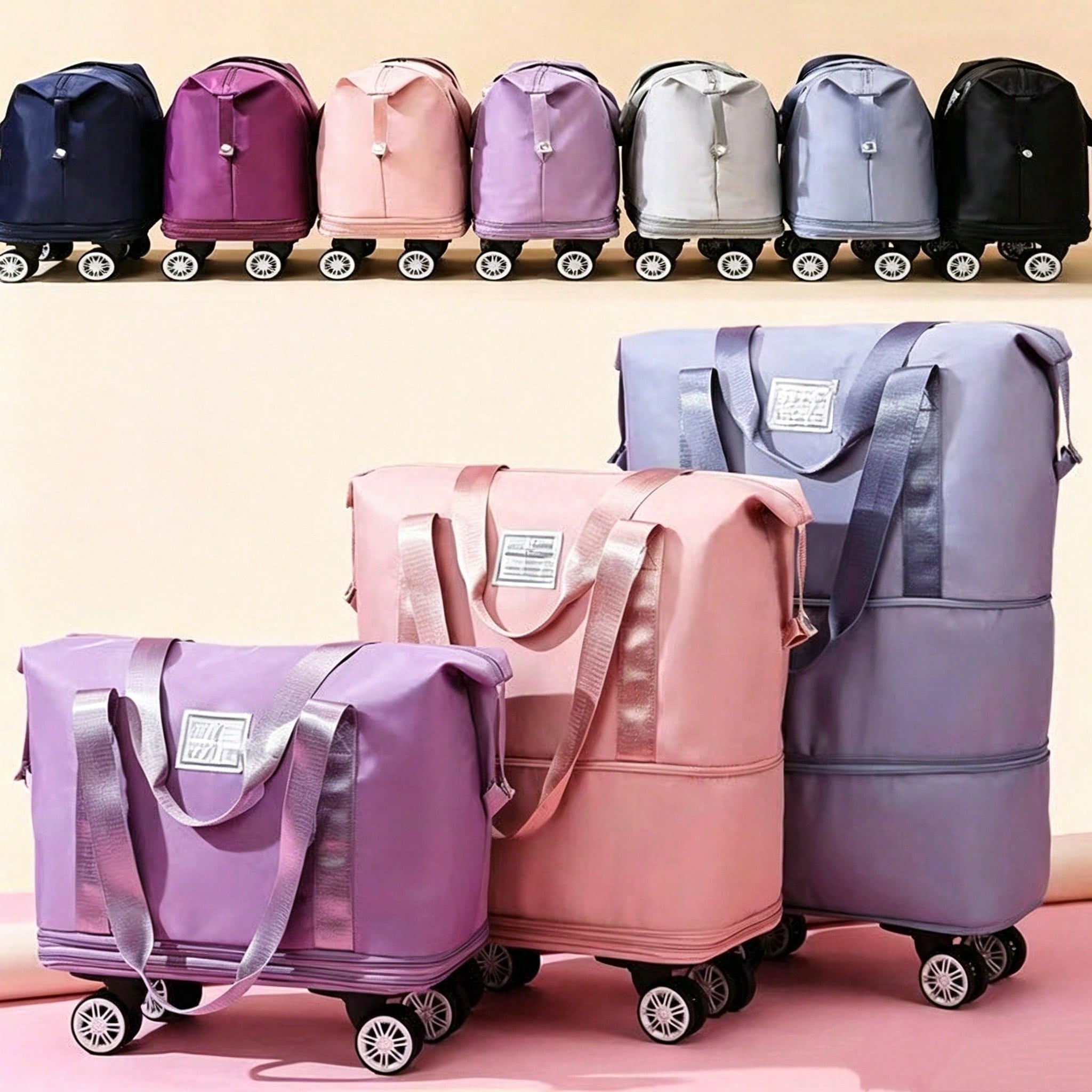 Foldable Rolling Luggage Bag - Borsa da viaggio espandibile con ruote,